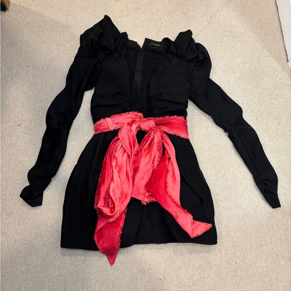 ****SOLD*** Louis Vuitton Fall 2009 Runway Black Dress with Pink Sash - Picture 2 of 11